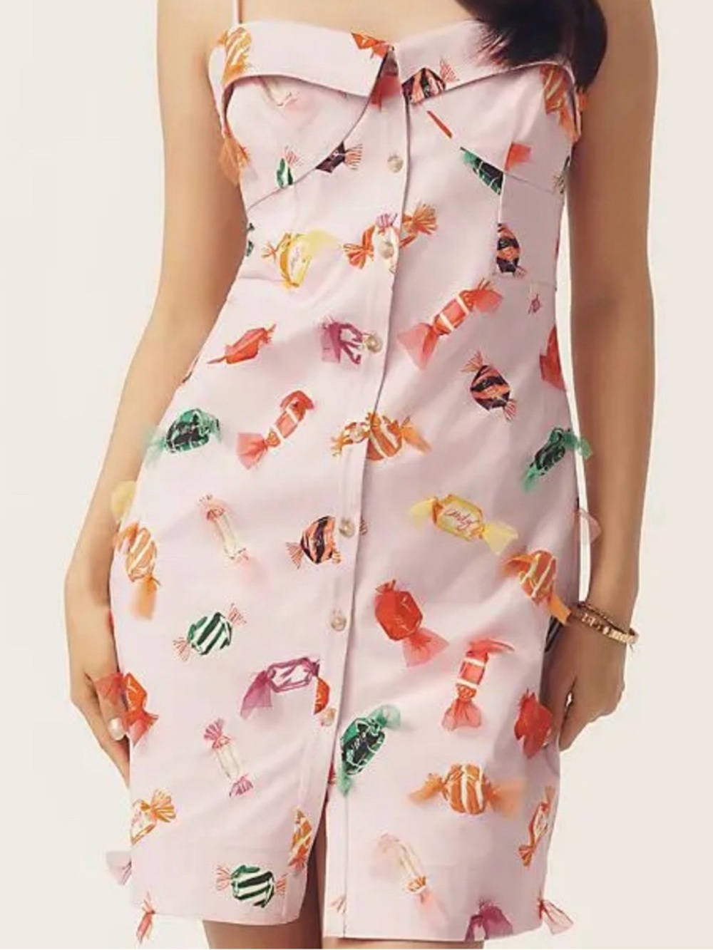 Maeve Anthropologie Printed Buttondown Mini Dress NWT Size 2 Pink “3D Candy” - Picture 2 of 15